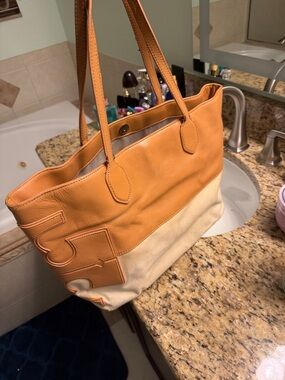 Tory Burch tan  and Cream Shoulder Bag